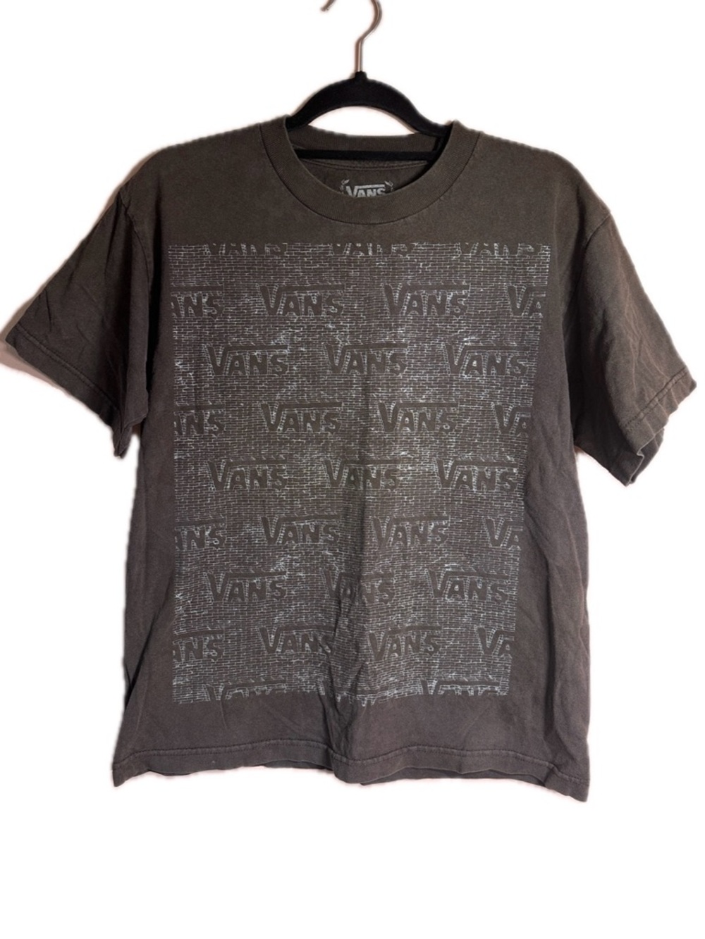 Y2K Vintage 100% Cotton Vans Logo Graphic T-Shirt Brown 2000s Skater Surf Style